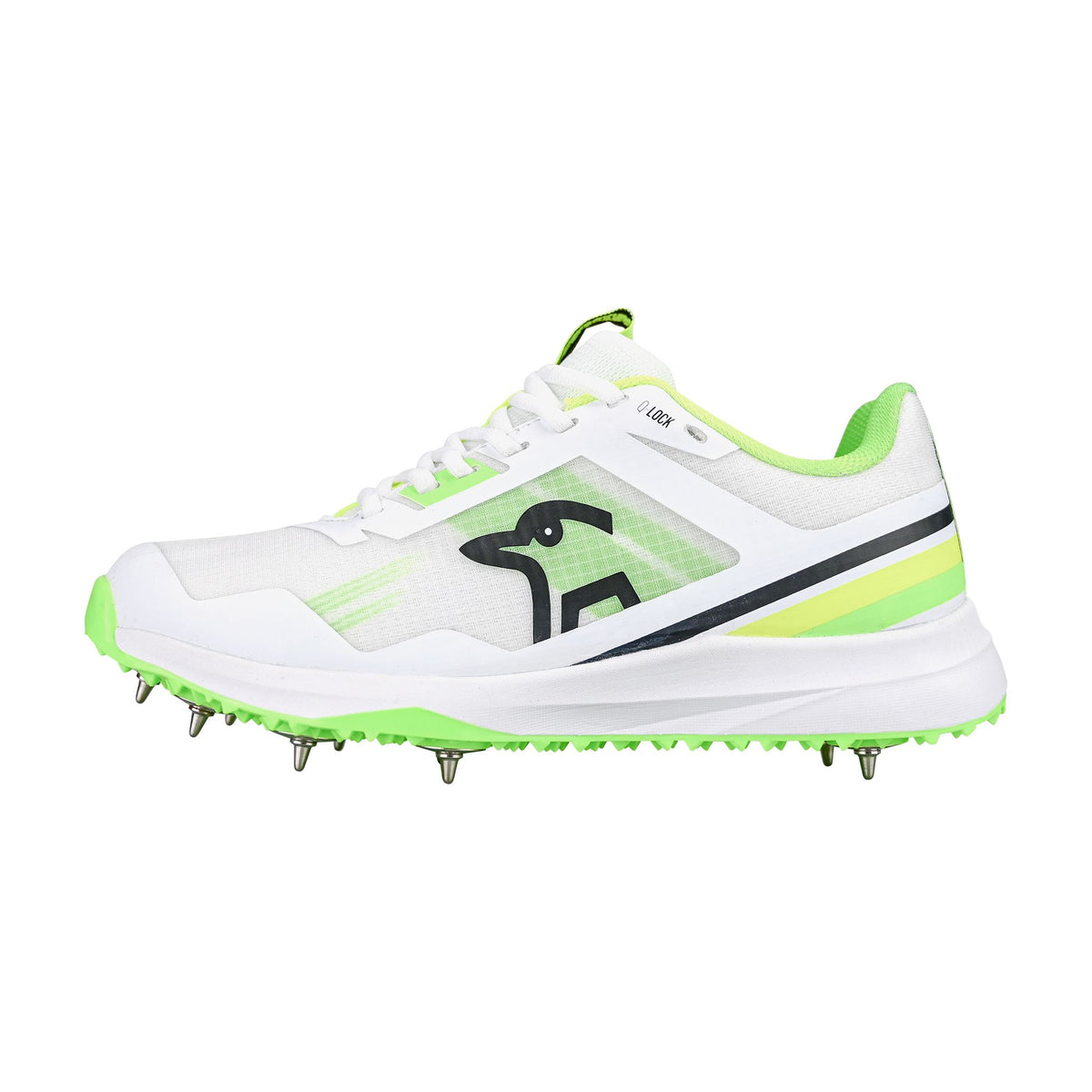 Kookaburra KC 2.0 Spike Cricket Shoes 2025: White/Lime