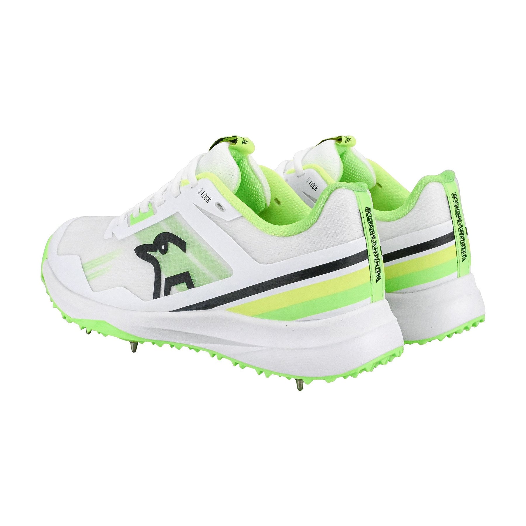 Kookaburra KC 2.0 Spike Cricket Shoes 2025: White/Lime