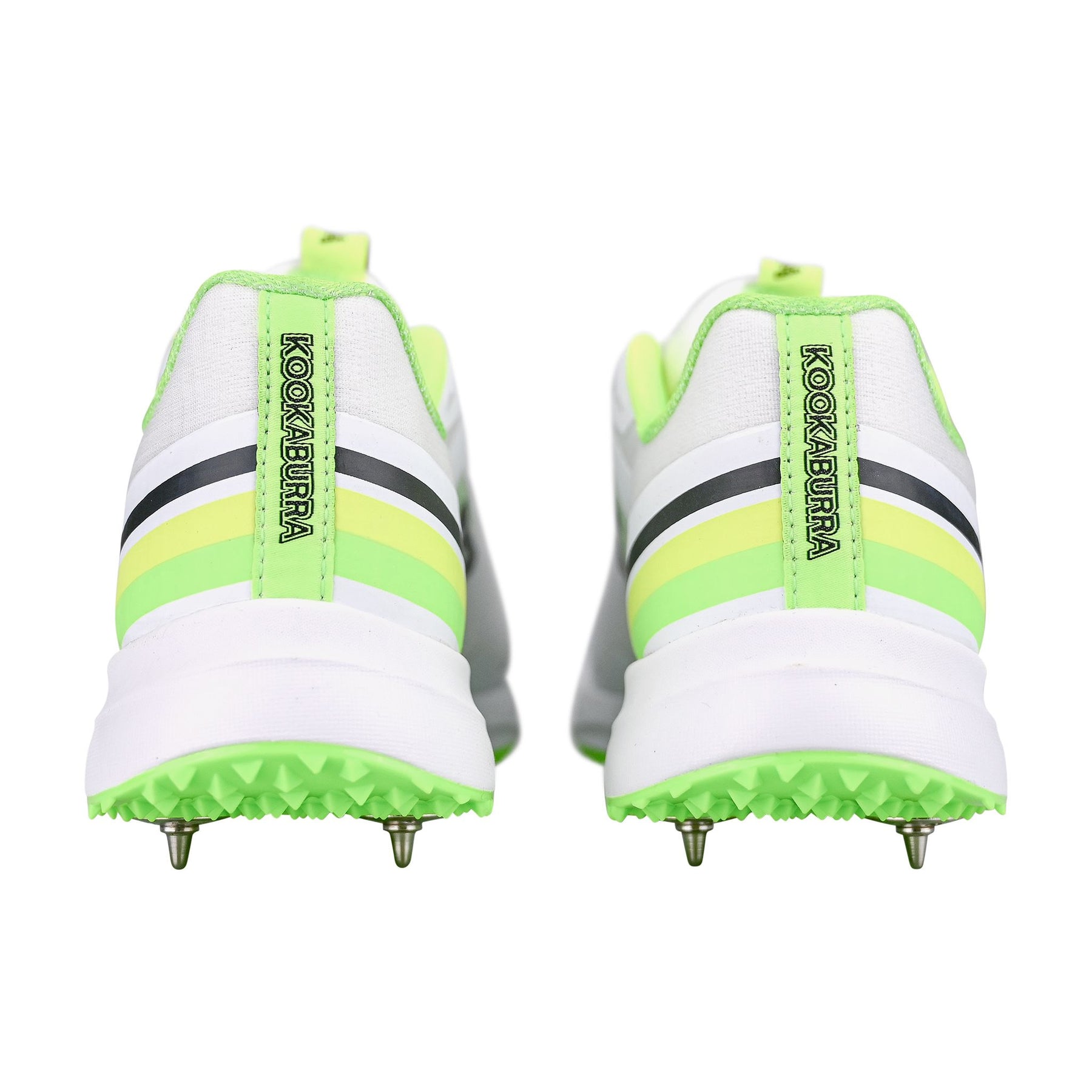 Kookaburra KC 2.0 Spike Cricket Shoes 2025: White/Lime