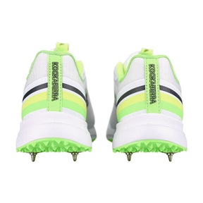 Kookaburra KC 2.0 Spike Cricket Shoes 2025: White/Lime