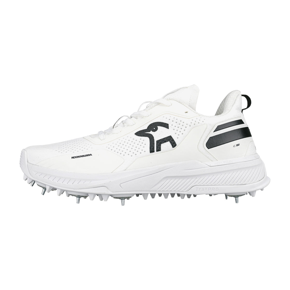 Kookaburra KC Players Spike Cricket Shoes 2025: White/Black