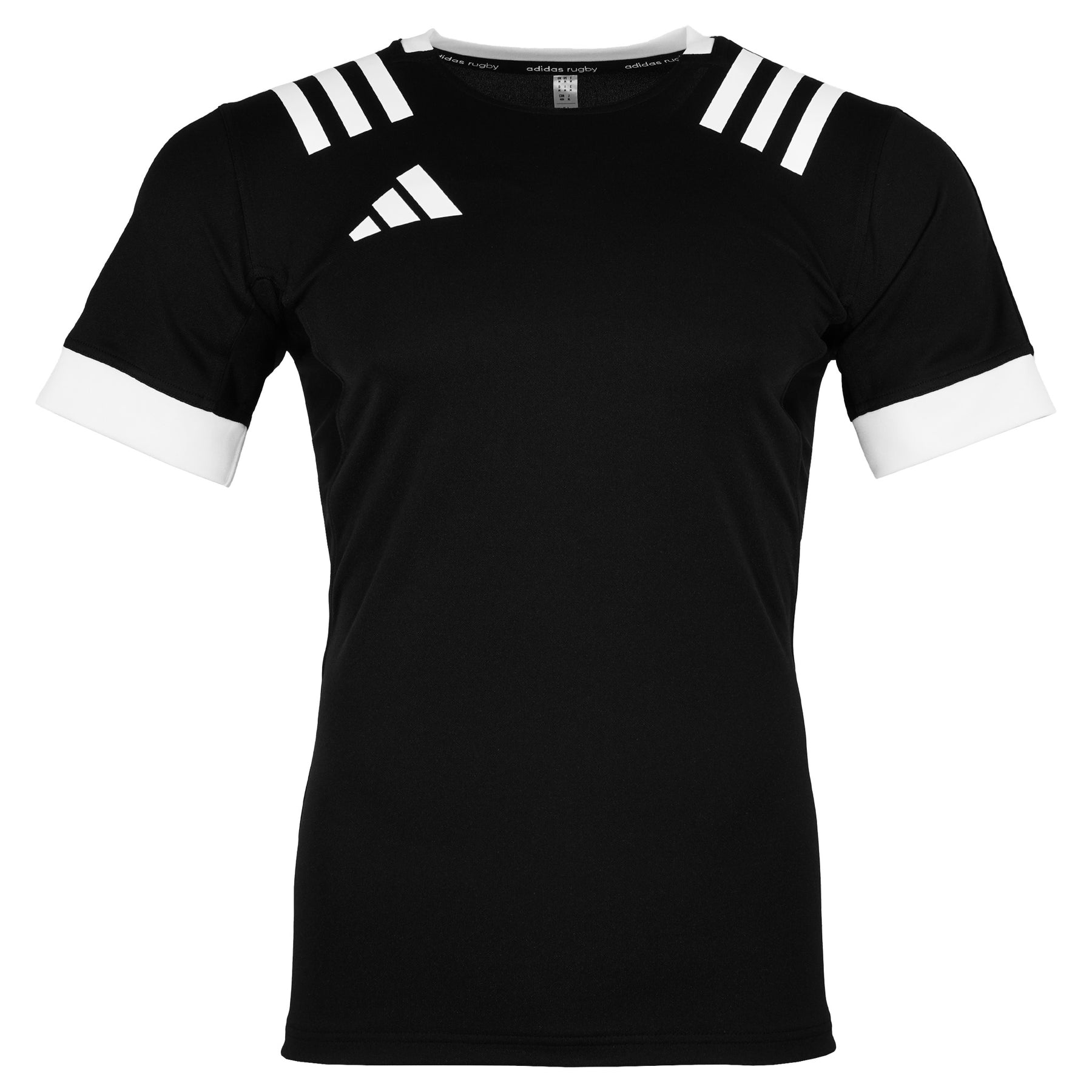 3 Stripe Rugby Jersey Fitted: Black