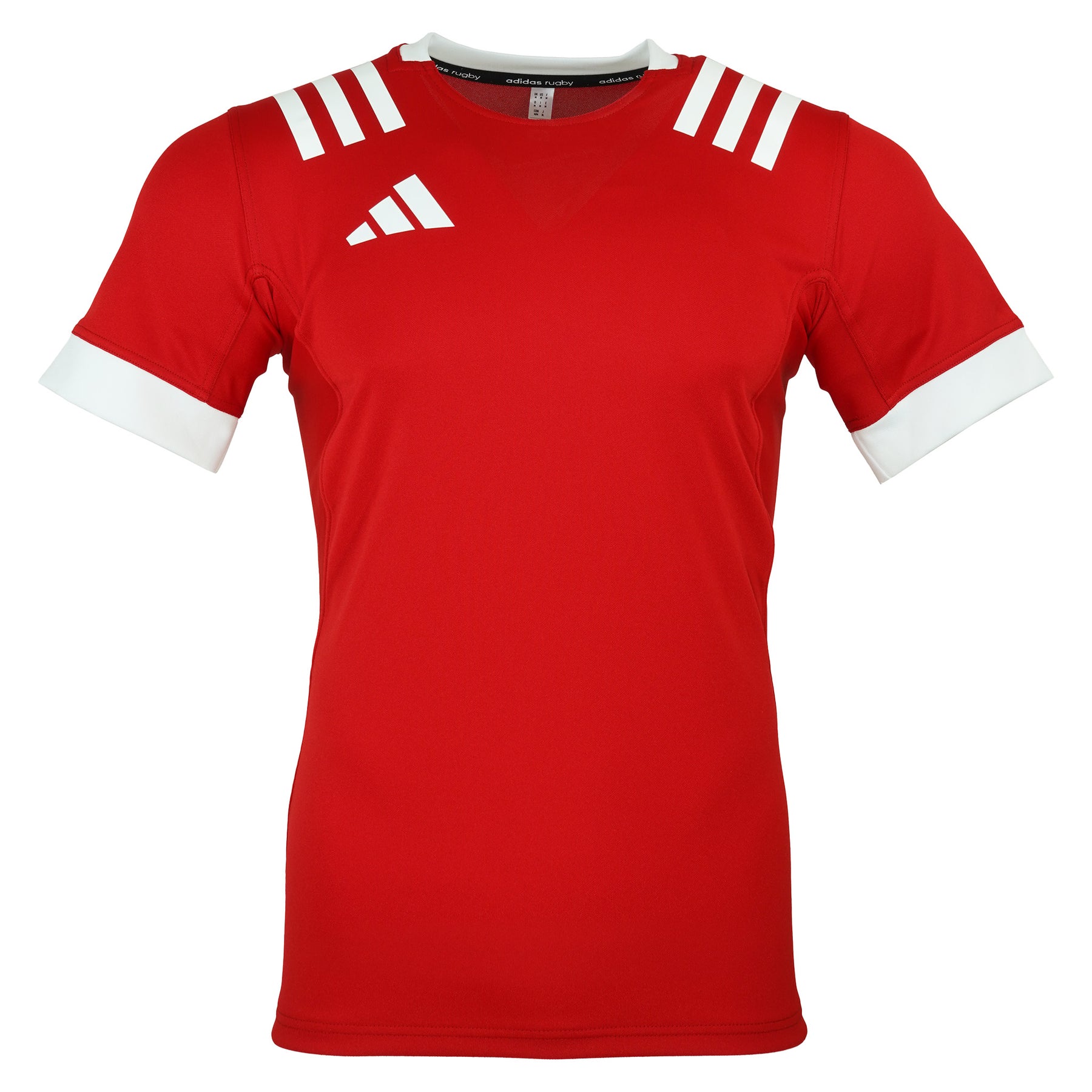 3 Stripe Rugby Jersey Fitted: Red