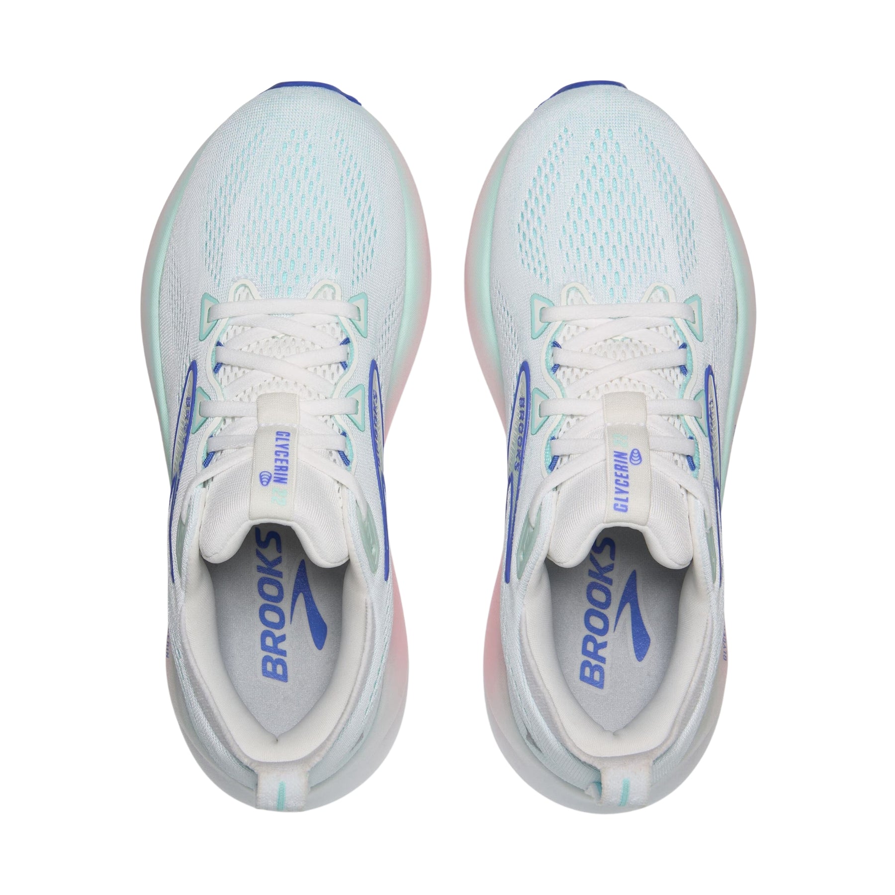 Brooks Glycerin 22 Womens Running Shoes: White/Limpet Shell/Amparo Blue