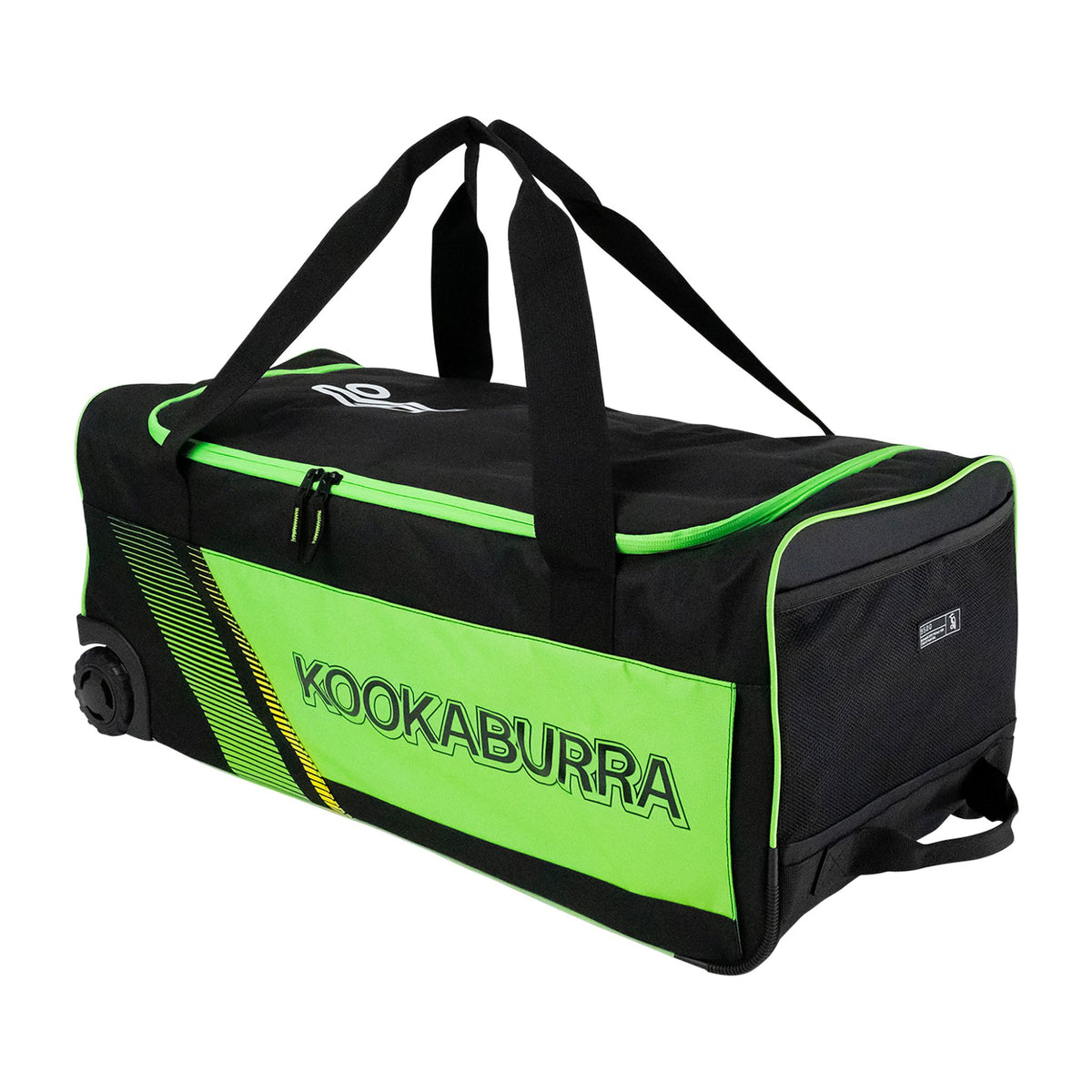 Kookaburra 9500 Wheelie Bag: Black/Neon Green 2025