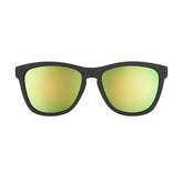 Goodr Vincent Sunglasses Green Gold Reflective Lenses: Black Frame