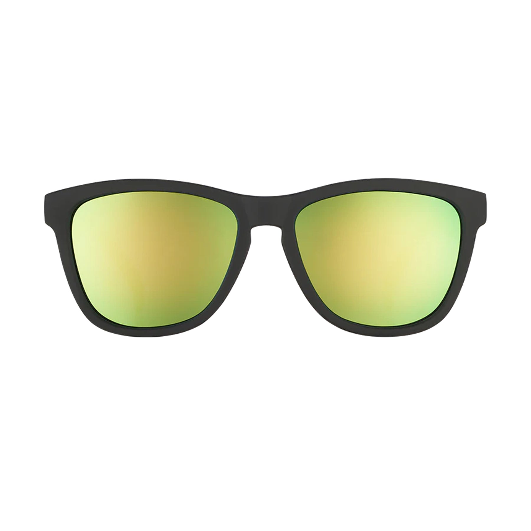 Goodr Vincent Sunglasses Green Gold Reflective Lenses: Black Frame