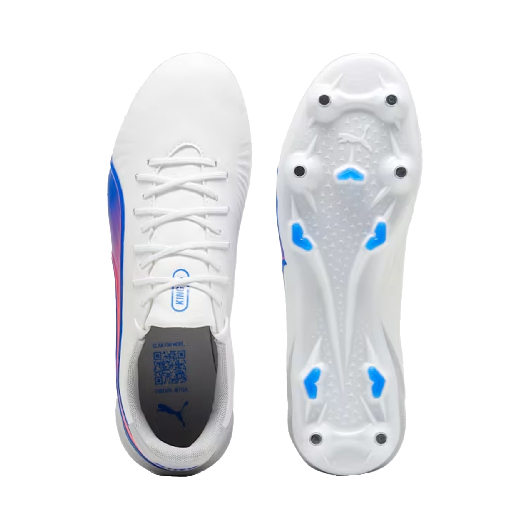 Puma King Match MXSG Football Boots: White/Bluemazing/Light Grey