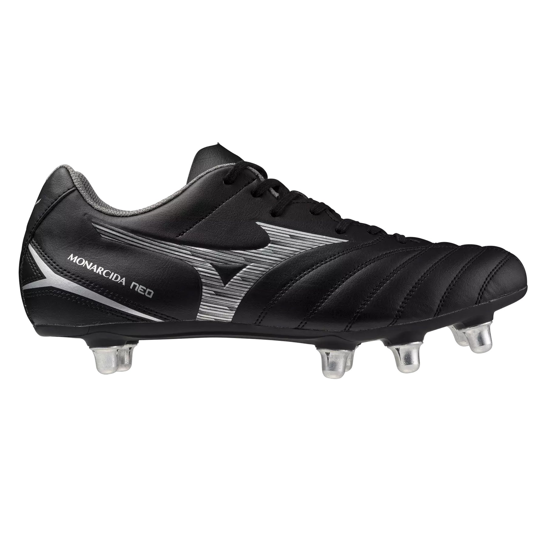 Mizuno Monarcida Neo III Rugby Boots: Black/Silver