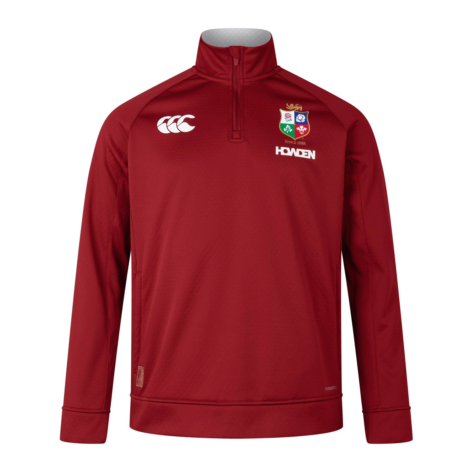 British & Irish Lions Rugby 1/4 Zip Thermoreg Fleece: Red