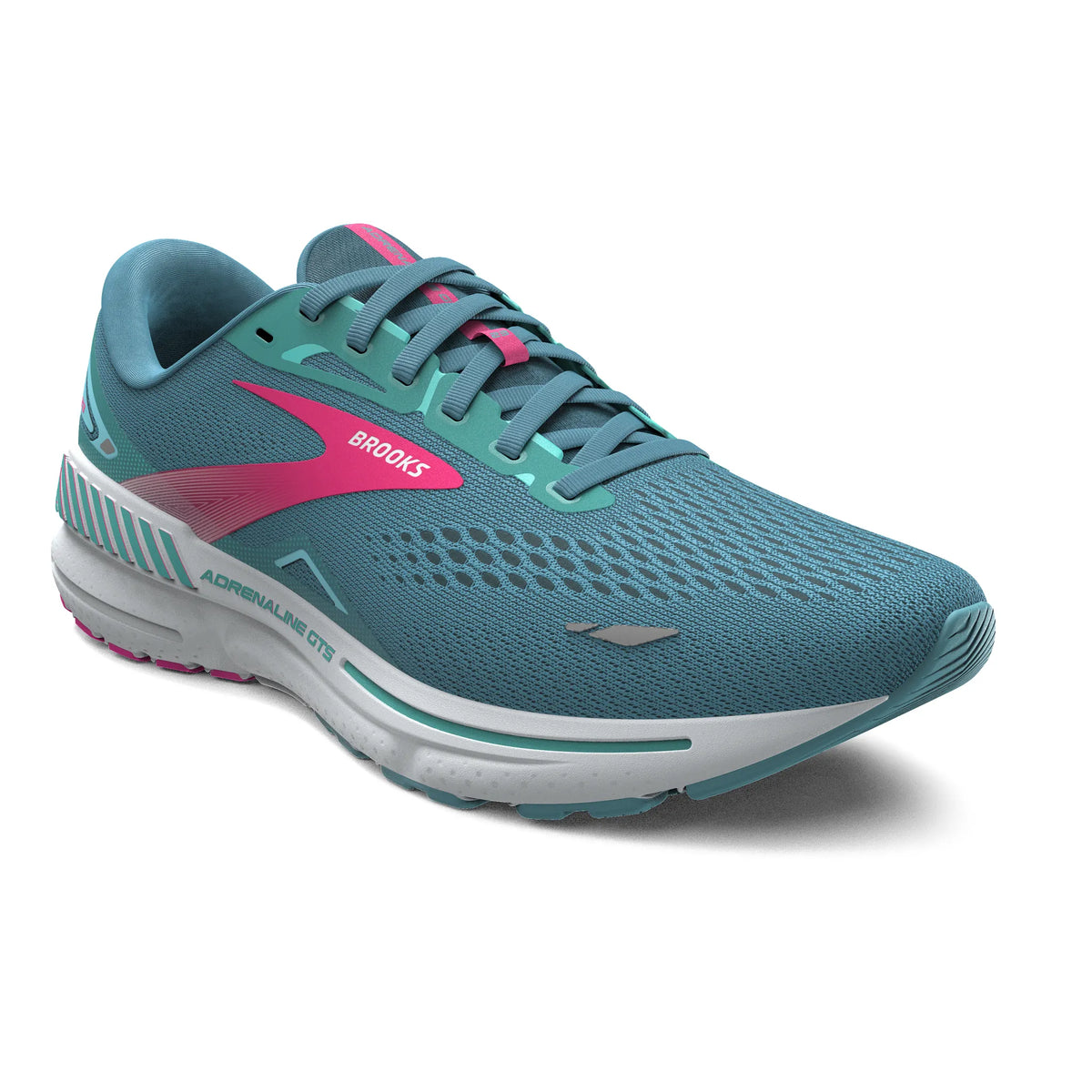 Brooks Adrenaline GTS 23 Womens Running Shoes: Storm Blue/Pink/Aqua