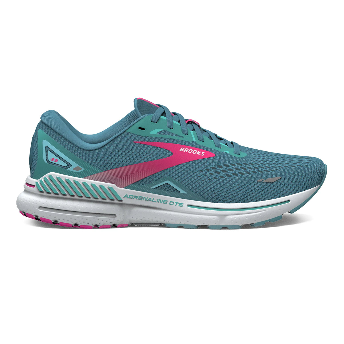 Brooks Adrenaline GTS 23 Womens Running Shoes: Storm Blue/Pink/Aqua