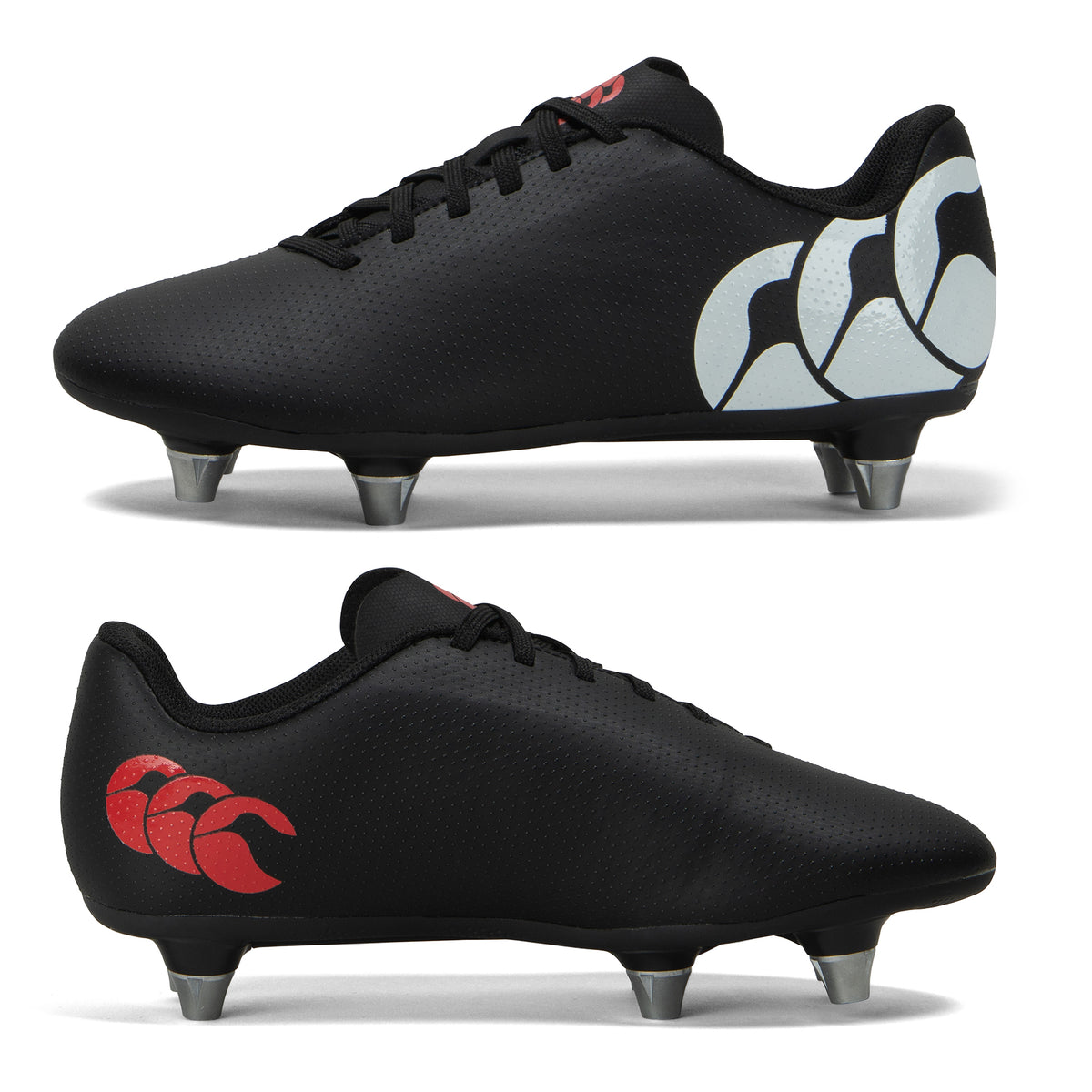 Canterbury Junior Phoenix Raze Soft Ground Rugby Boots: Black/White