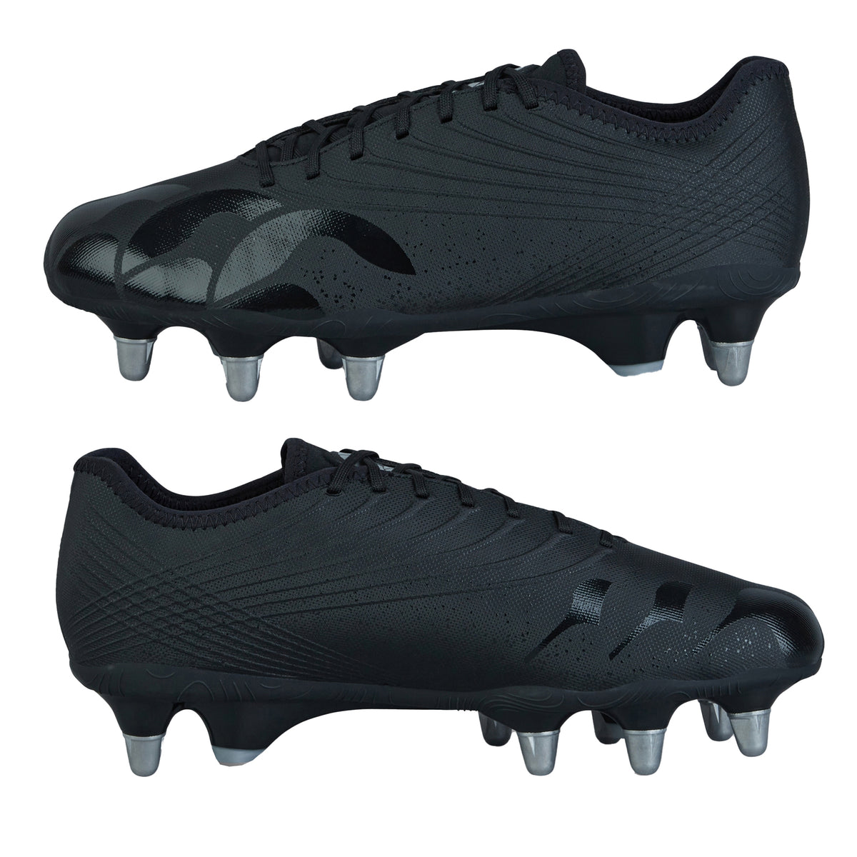 Canterbury Stampede Pro Rugby Boots: Black/Silver