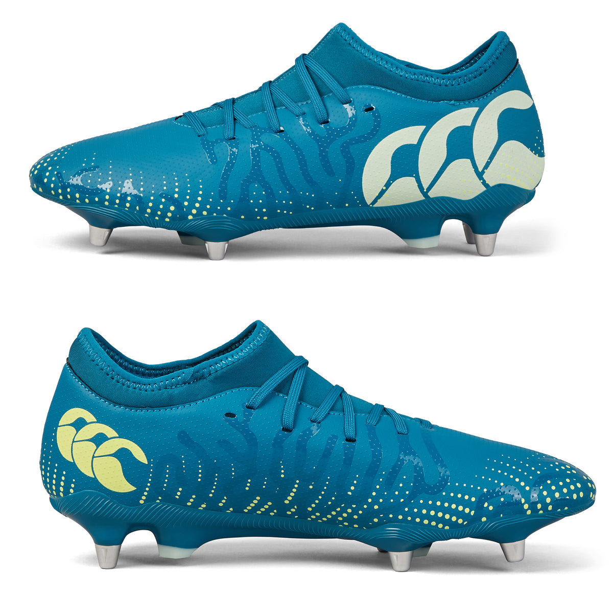 Canterbury Speed Infinite Team Rugby Boots: Dark Green/Light Green