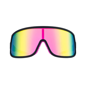 Goodr Stunt Sunglasses Pink Reflective Lenses: Black Frame