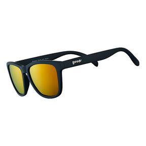 Goodr Whiskey Sunglasses Amber Reflective Lenses: Black Frame