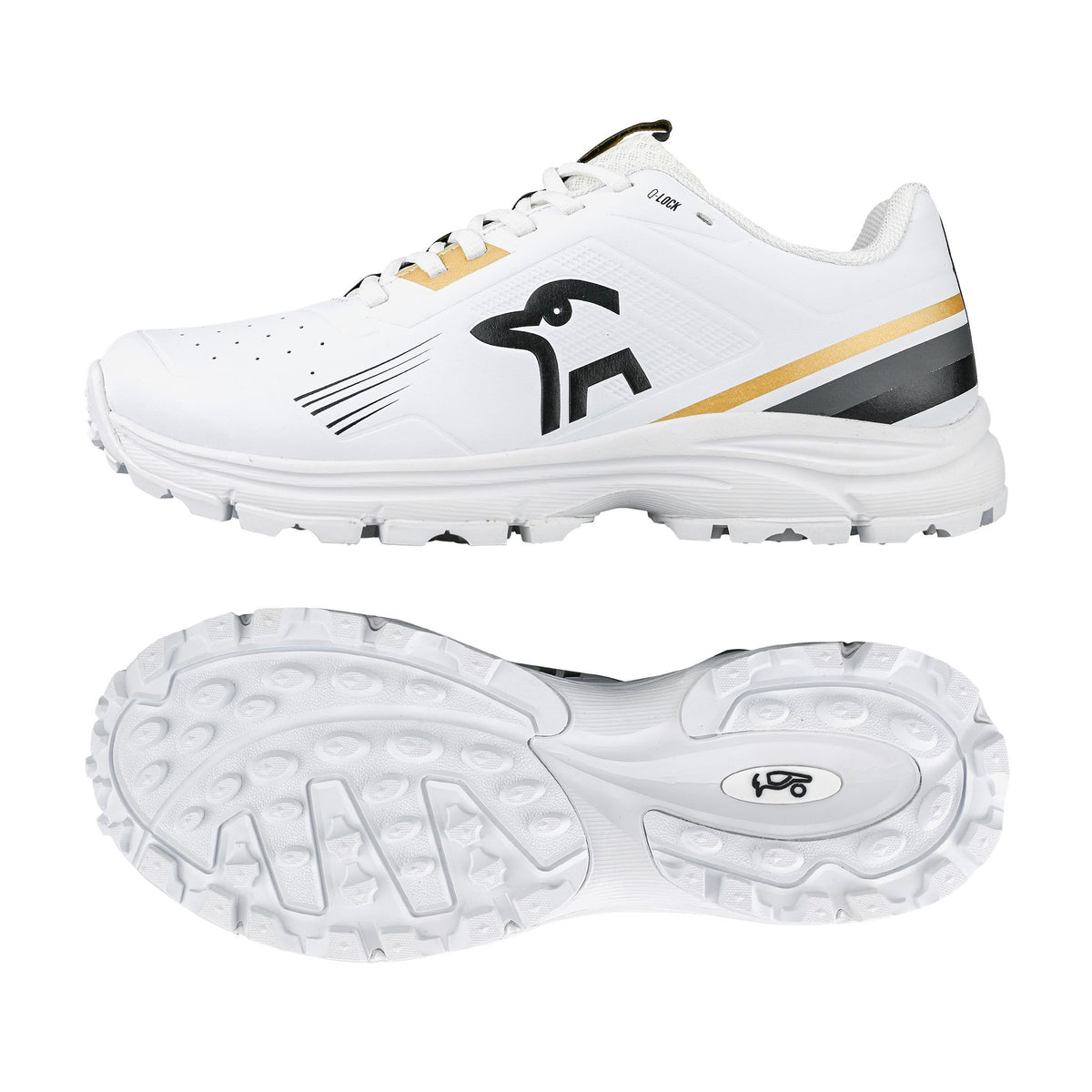 Kookaburra KC 3.0 Junior Rubber Cricket Shoes 2025: White/Gold