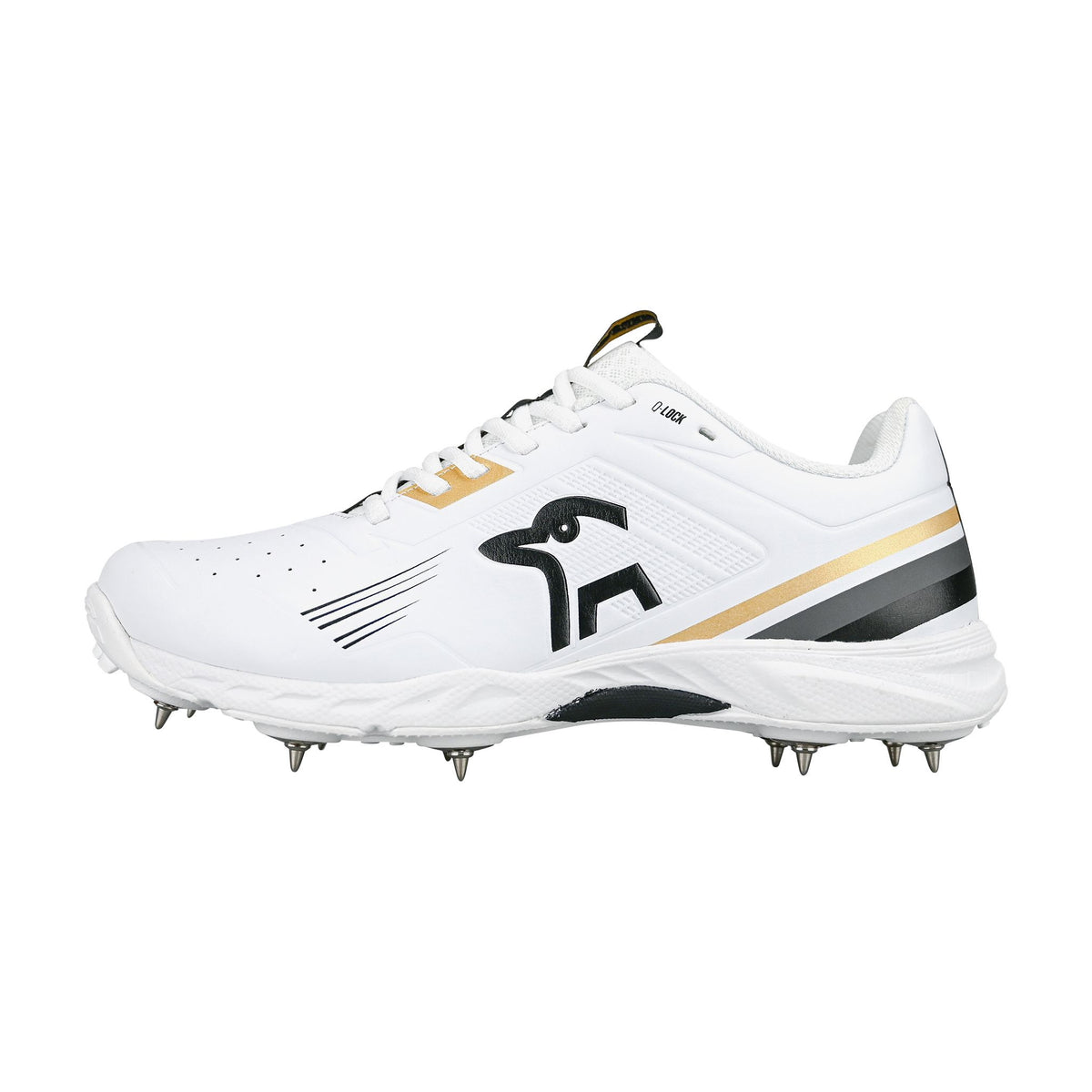 Kookaburra KC 3.0 Junior Spike Cricket Shoes 2025: White/Gold