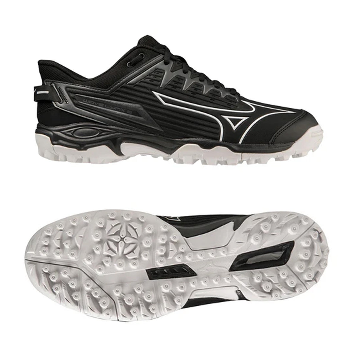 Mizuno Wave Lynx Astro Hockey Shoes: Black/White