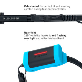 Ledlenser NEo9R Rechargeable Running Head Torch with Chest Strap: Gray/Black