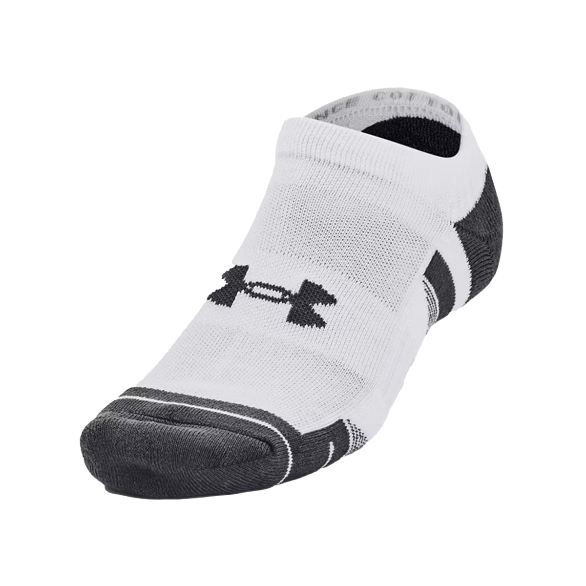 Under Armour Performance Cotton No Show Socks: White