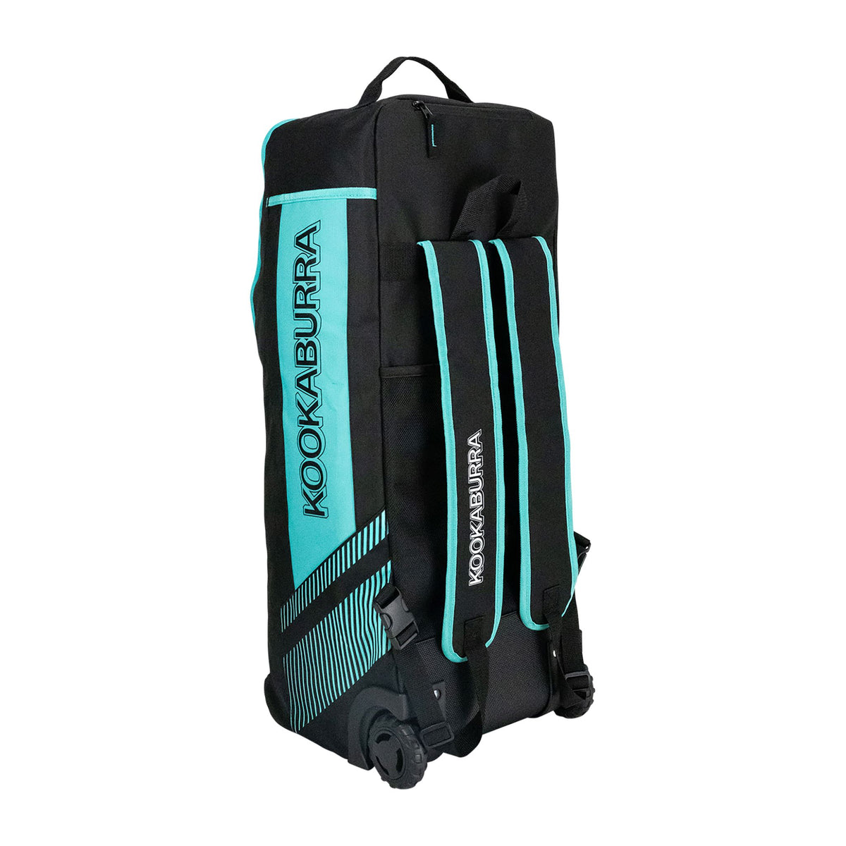 Kookaburra WD6000 Wheelie Duffle Bag 2025: Black/Teal