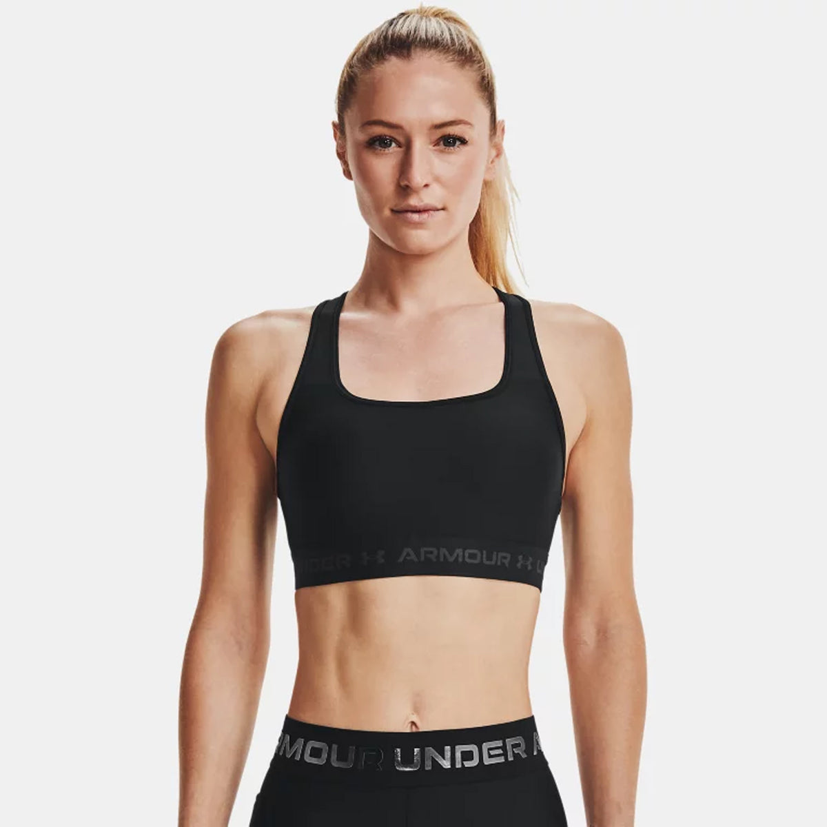 Under Armour Womens Armour Mid Crossback Sports Bra: Black