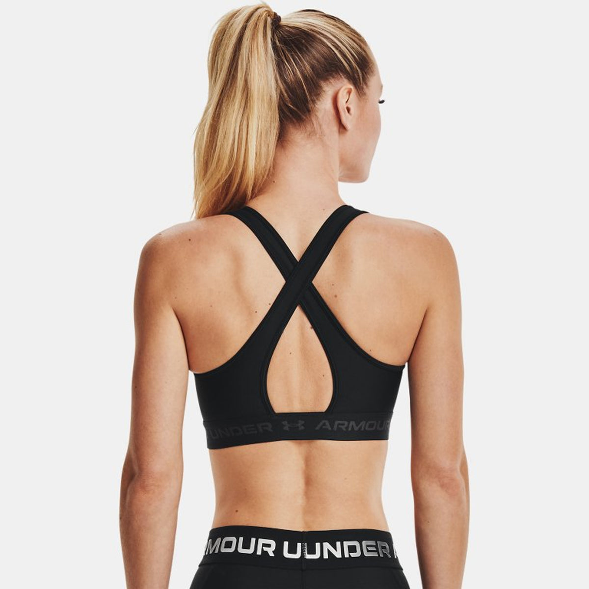 Under Armour Womens Armour Mid Crossback Sports Bra: Black